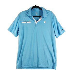 MOXIE Men Golf Polo Shirt Size LARGE Pullover Knit Chest Pockets Blue